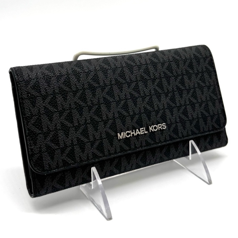 Michael Kors Large Trifold Wallet Black Signature
